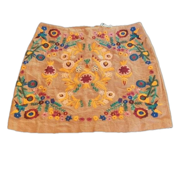 Umgee women's Tan Embroidered Mini Skirt - Picture 1 of 7